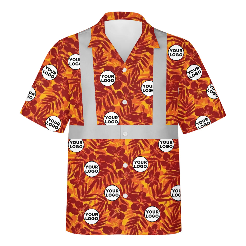 Personalized Orange Tropical Hi Vis Hawaiian Shirt Gift For Worker - HQLOL