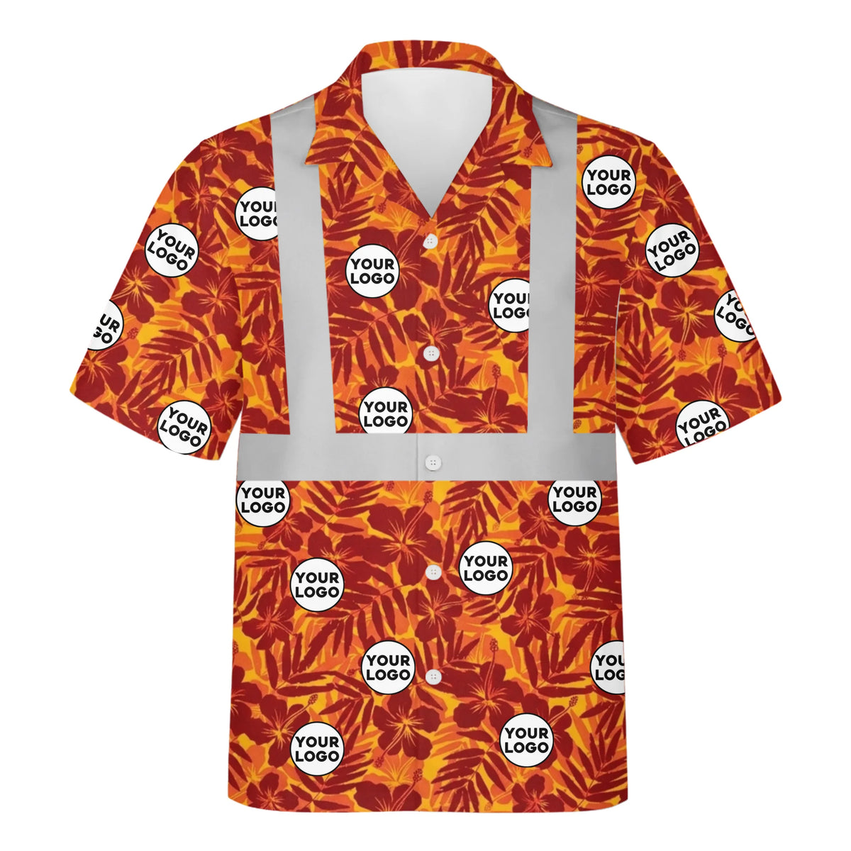 Personalized Orange Tropical Hi Vis Hawaiian Shirt Gift For Worker - HQLOL