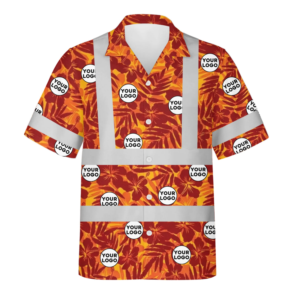 Personalized Orange Tropical Hi Vis Hawaiian Shirt Gift For Worker - HQLOL