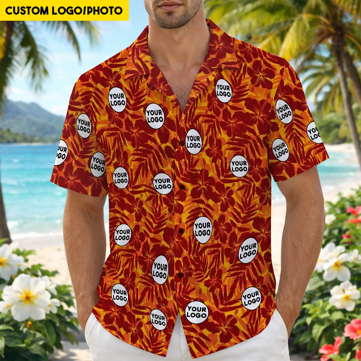 Custom Logo Team Floral Hawaiian Shirt Gift for Groups - HQLOL