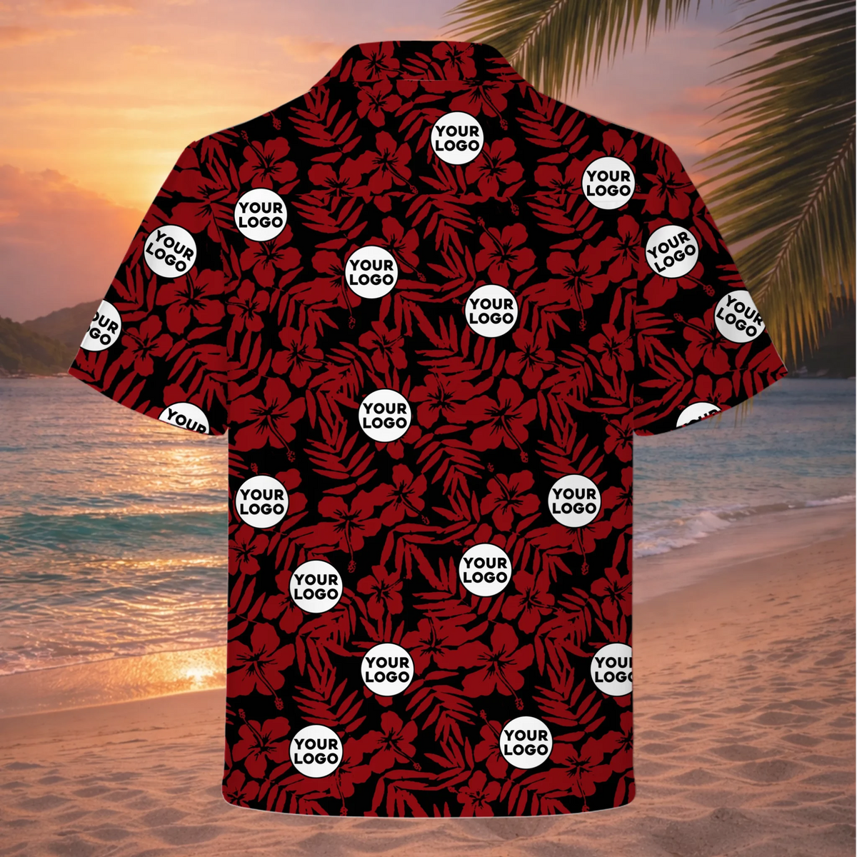 Personalized Logo Red Floral Hawaiian Shirt Gift for Teams - HQLOL