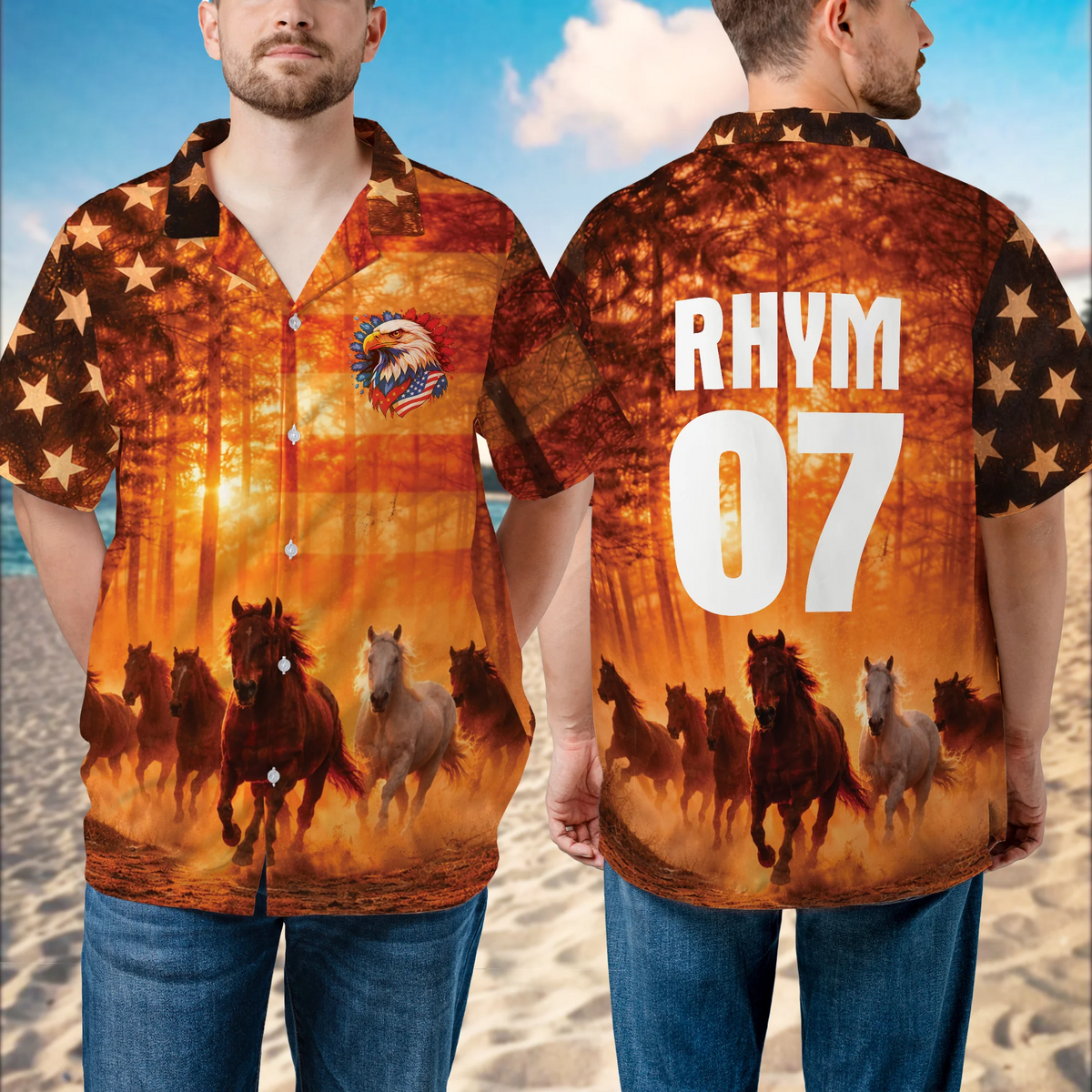 Custom America 250th Freedom Horse Hawaiian Shirt Gift for Patriots - HQLOL
