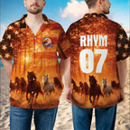 Custom America 250th Freedom Horse Hawaiian Shirt Gift for Patriots - HQLOL