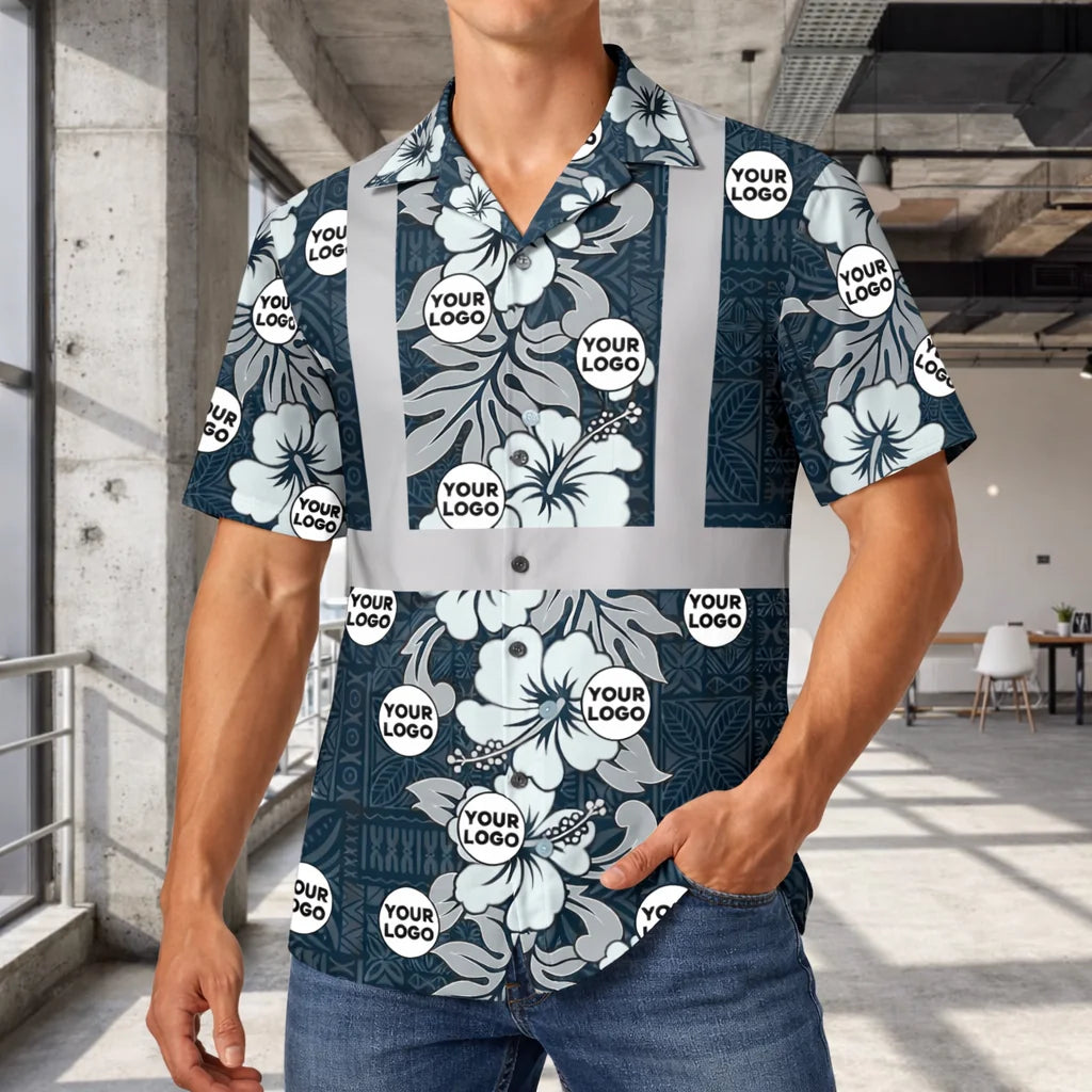 Personalized Logo Floral Tribal Hibiscus Hivis Hawaiian Gift for Company - HQLOL