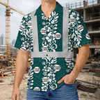 Custom Logo Polynesian Teal Hi Vis Hawaiian Shirt Gift For Coworker - HQLOL