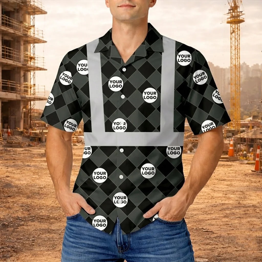 Custom Photo Diamond Hi Vis Hawaiian Shirt Corporate Gift - HQLOL