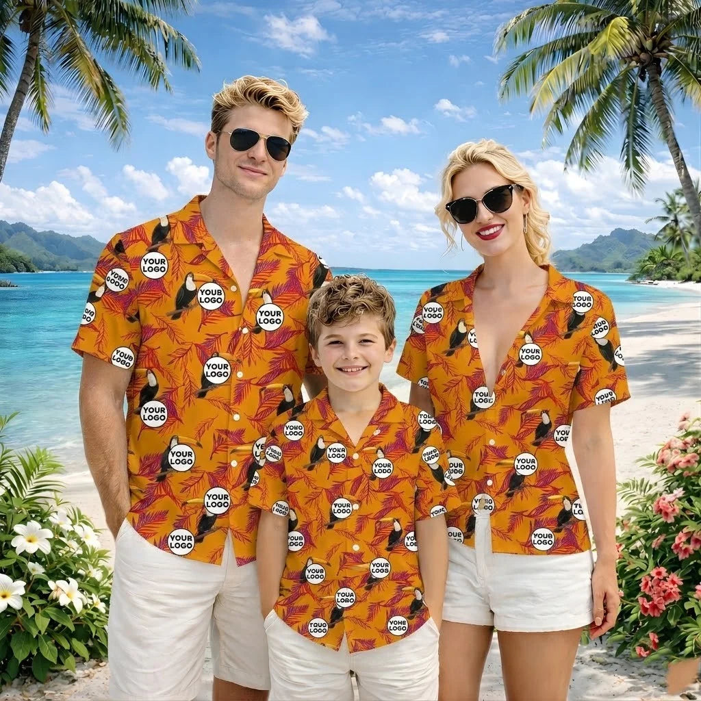 Custom Logo Orange Toucan Hawaiian Shirt Gift For Company Vacation - HQLOL