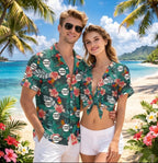 Custom Logo Tropical Parrot Floral Hawaiian Shirt Beach Vacation Gift - HQLOL