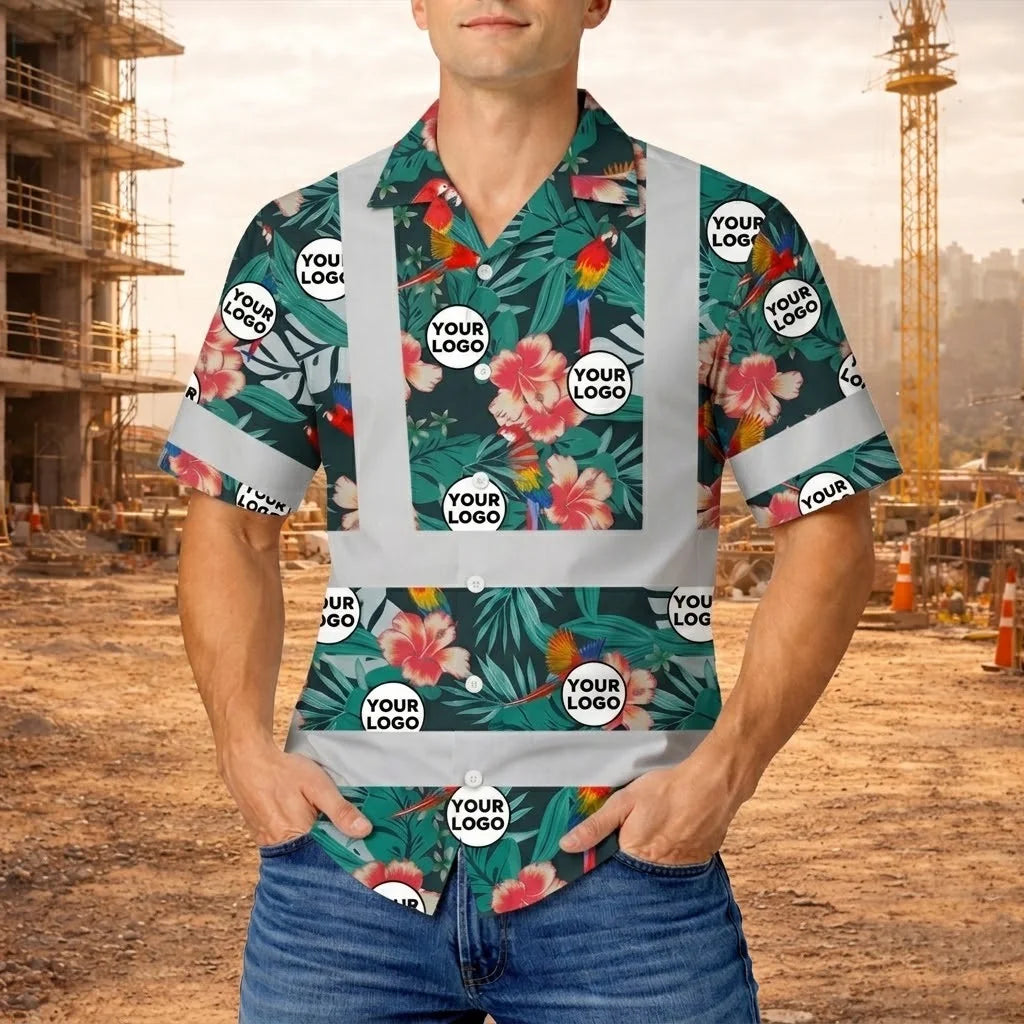 Custom Logo Parrots Hi Vis Hawaiian Shirt Gift For Men - HQLOL