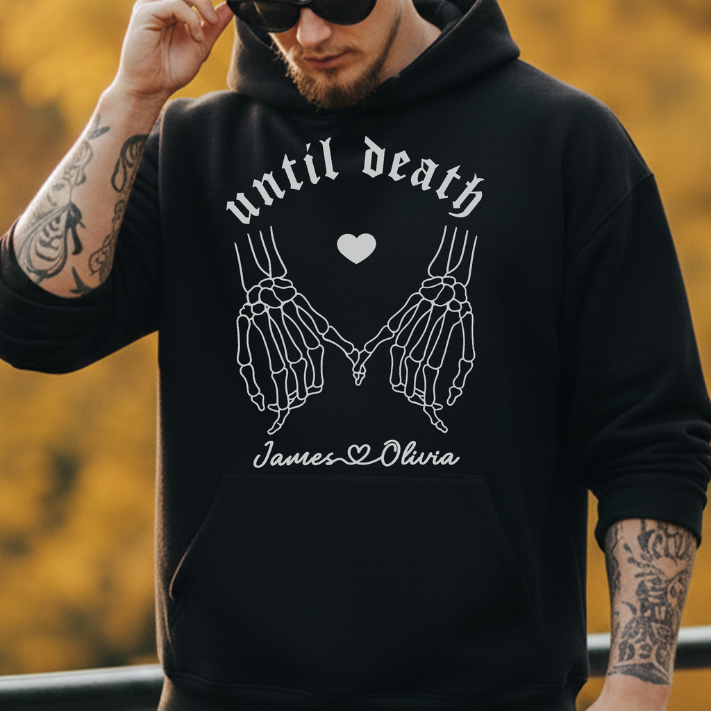 Personalized Until Death Skeleton Valentine Hoodie Gift For Couple - HQLOL