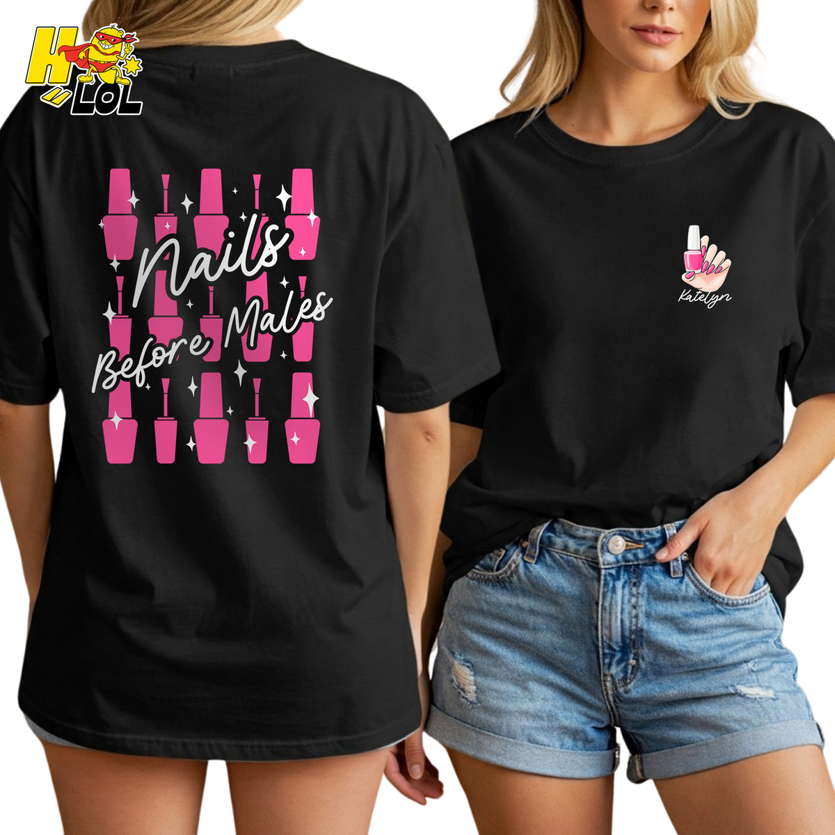Custom Name Nails Before Males Nail Tech Funny Beauty Shirt - HQLOL