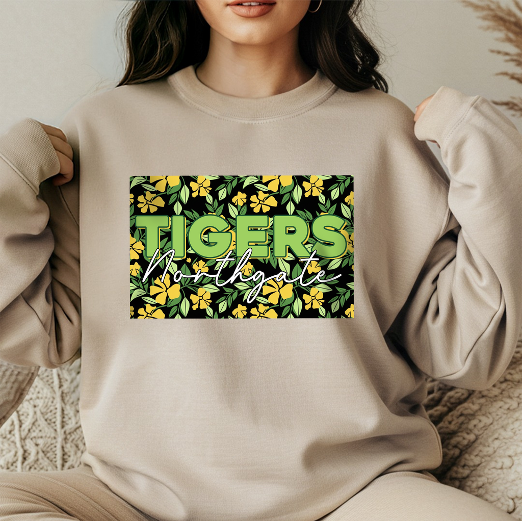 Personalized Northgate Tigers Floral School Mascot Sweatshirt - HQLOL