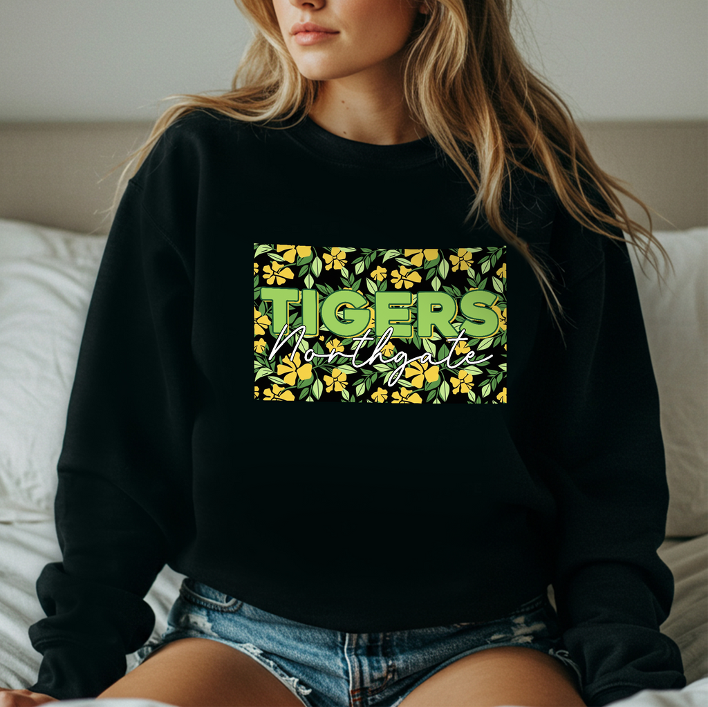 Personalized Northgate Tigers Floral School Mascot Sweatshirt - HQLOL