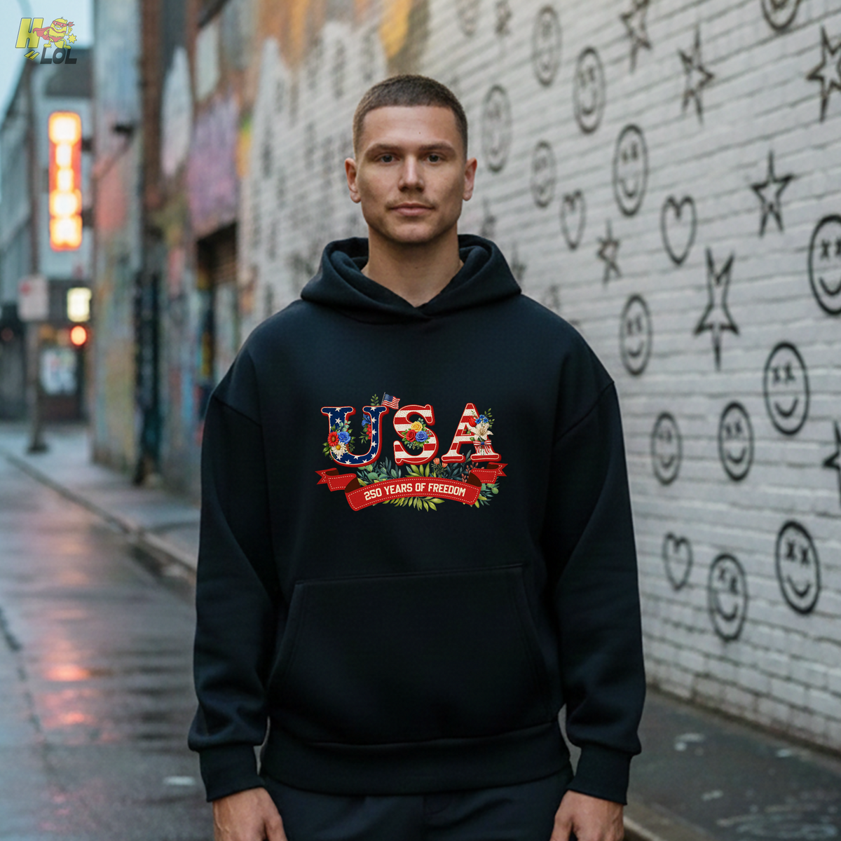 USA 250 Years Of Freedom Floral Hoodie Gift For Patriots - HQLOL