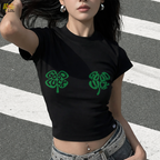 Good Luck Shamrock Clover Baby Tee Gift for Her - HQLOL