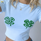 Good Luck Shamrock Clover Baby Tee Gift for Her - HQLOL