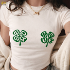 Good Luck Shamrock Clover Baby Tee Gift for Her - HQLOL