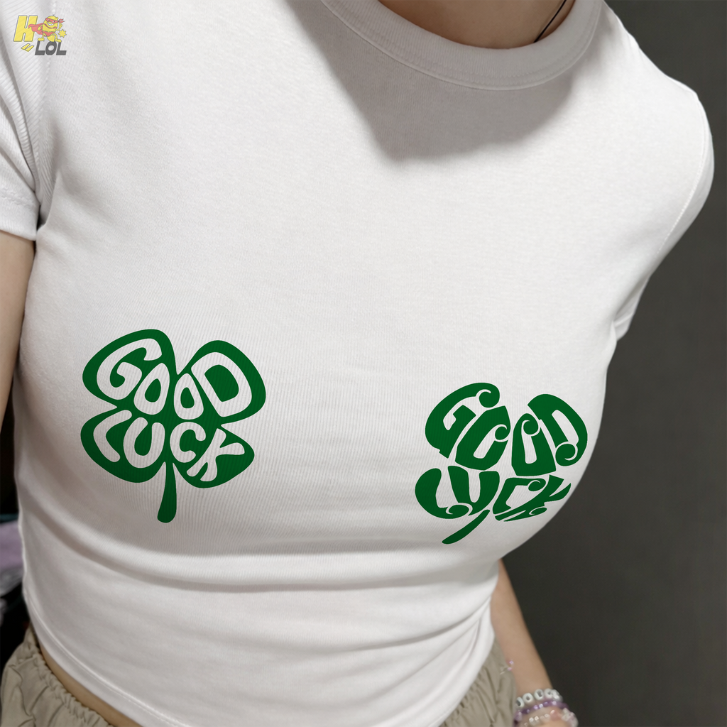 Good Luck Shamrock Clover Baby Tee Gift for Her - HQLOL