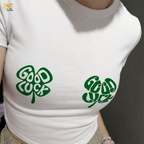 Good Luck Shamrock Clover Baby Tee Gift for Her - HQLOL