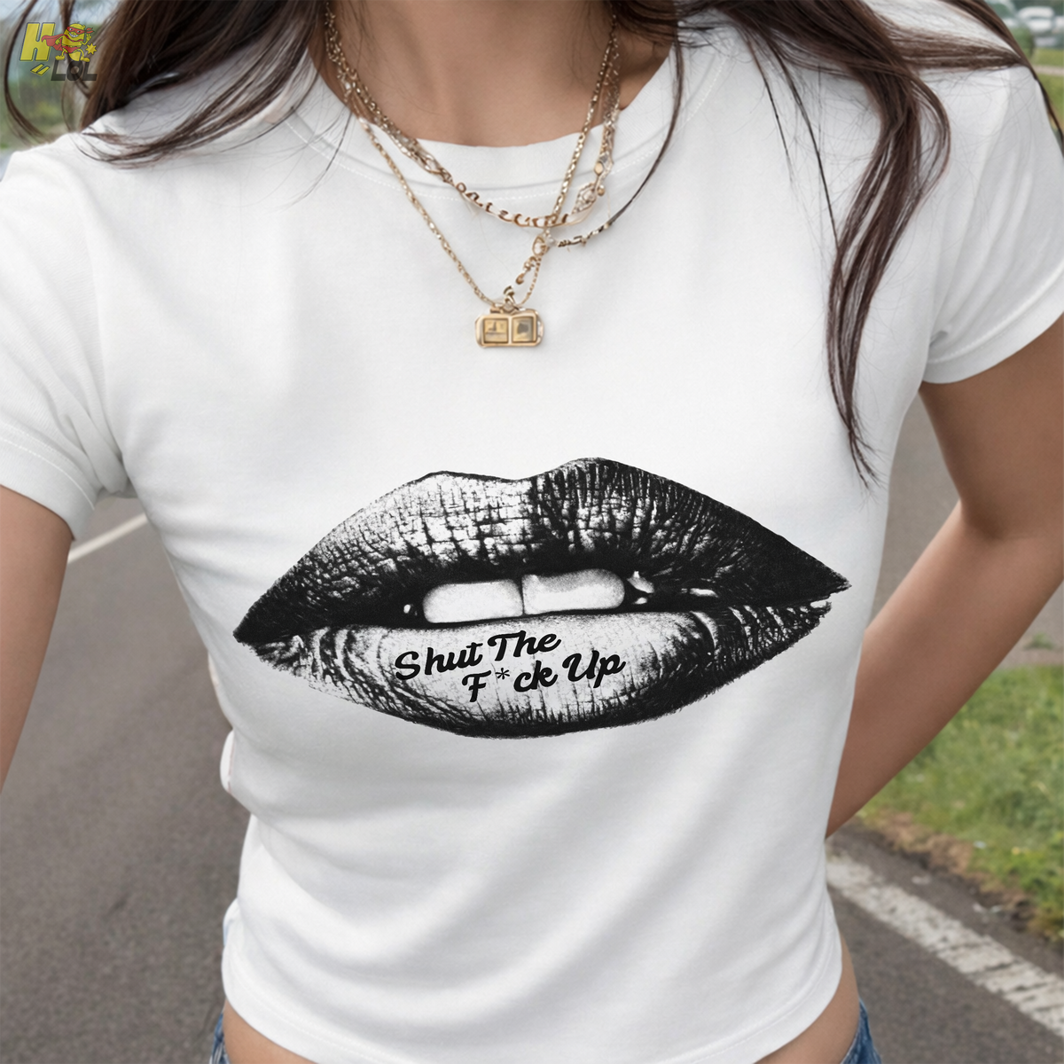 Shut The F*ck Up Lips Baby Tee Gift for Sarcastic Women - HQLOL