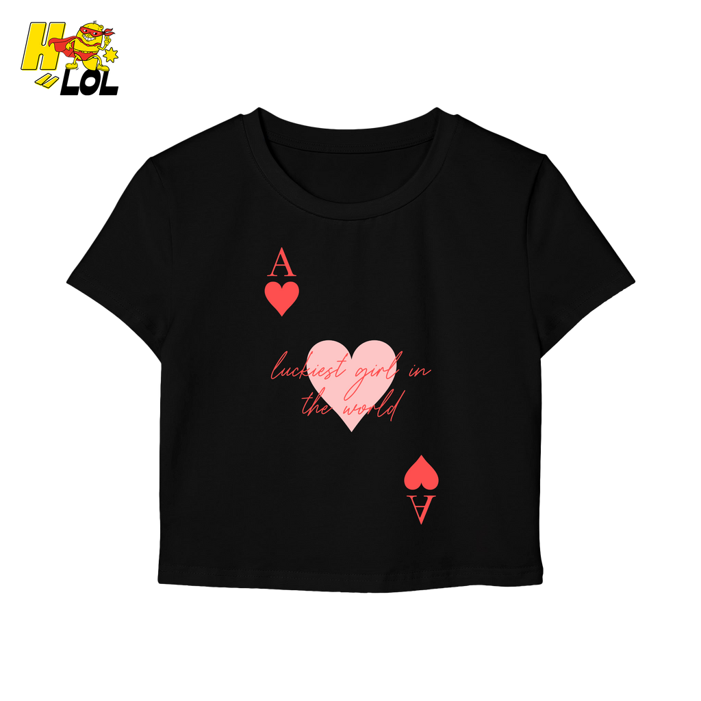 Ace of Hearts Graphic Baby Tee Luckiest Girl in the World Gift for Girlfriend - HQLOL