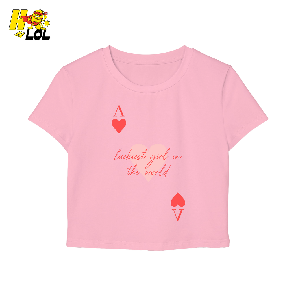 Ace of Hearts Graphic Baby Tee Luckiest Girl in the World Gift for Girlfriend - HQLOL