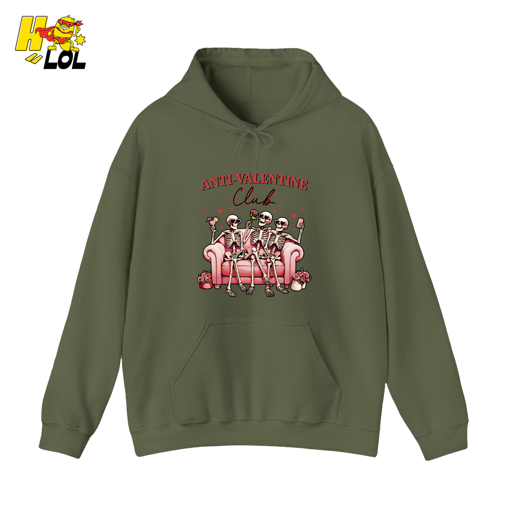 Anti Valentine Club Skeletons Hoodie Gift For Single Friends - HQLOL