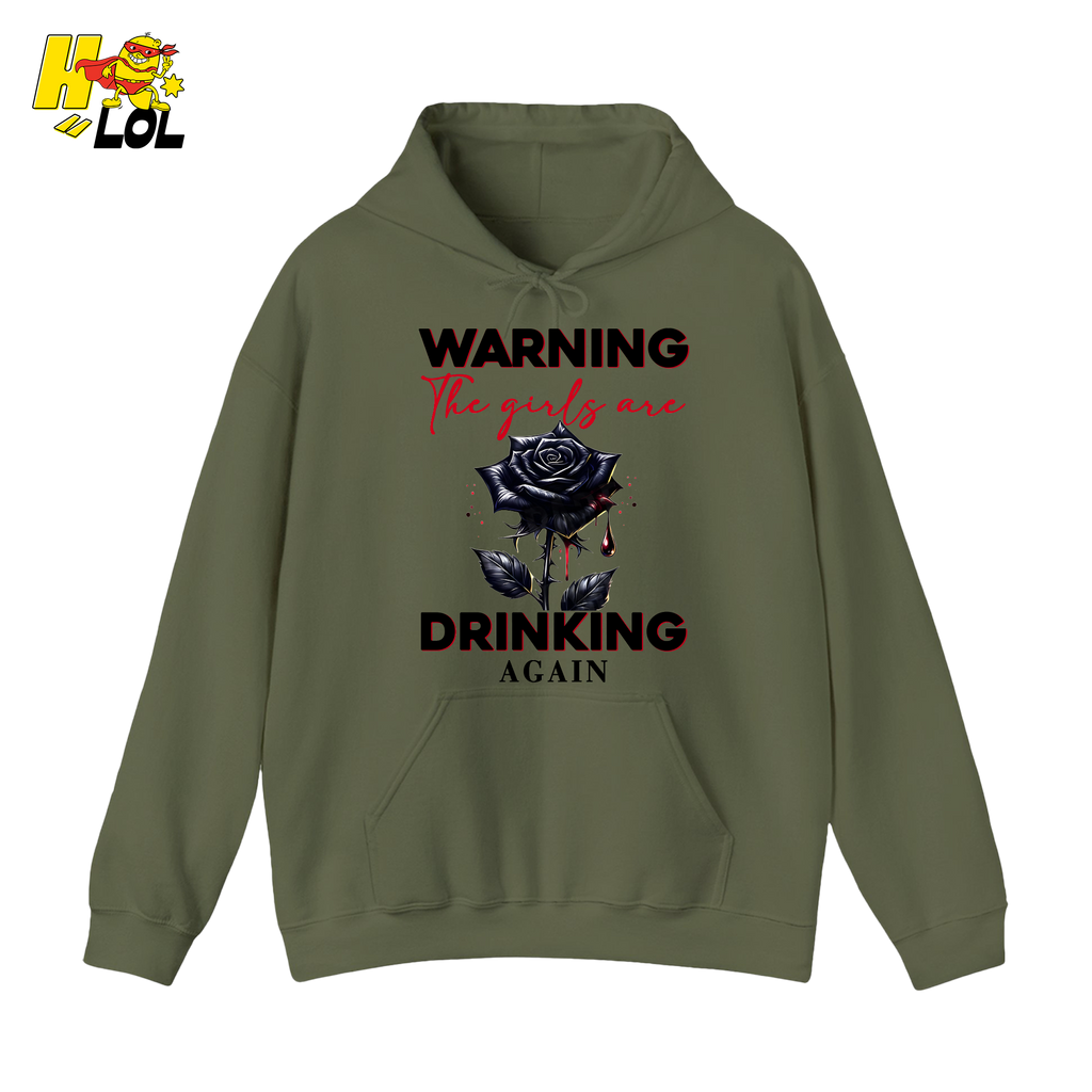 Anti Valentine Warning Girls Drinking Hoodie Gift for Single - HQLOL