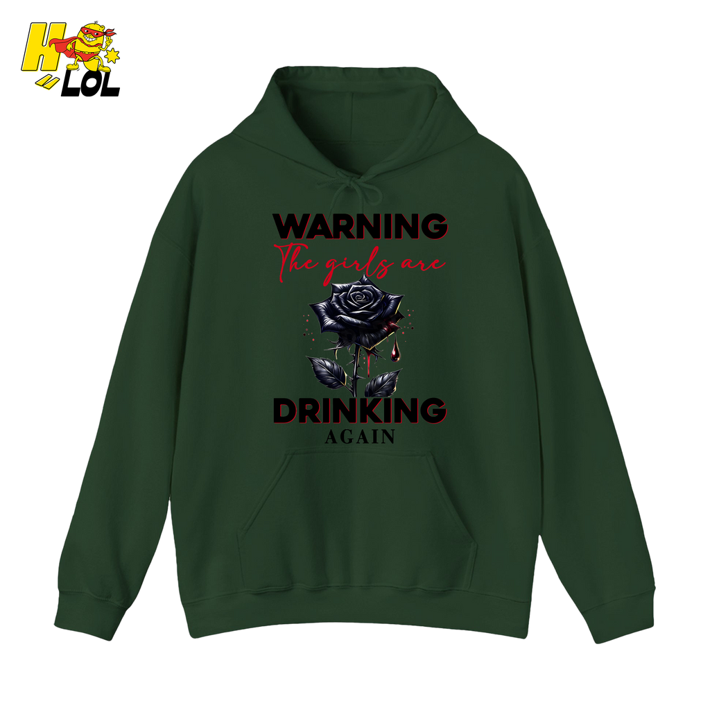 Anti Valentine Warning Girls Drinking Hoodie Gift for Single - HQLOL