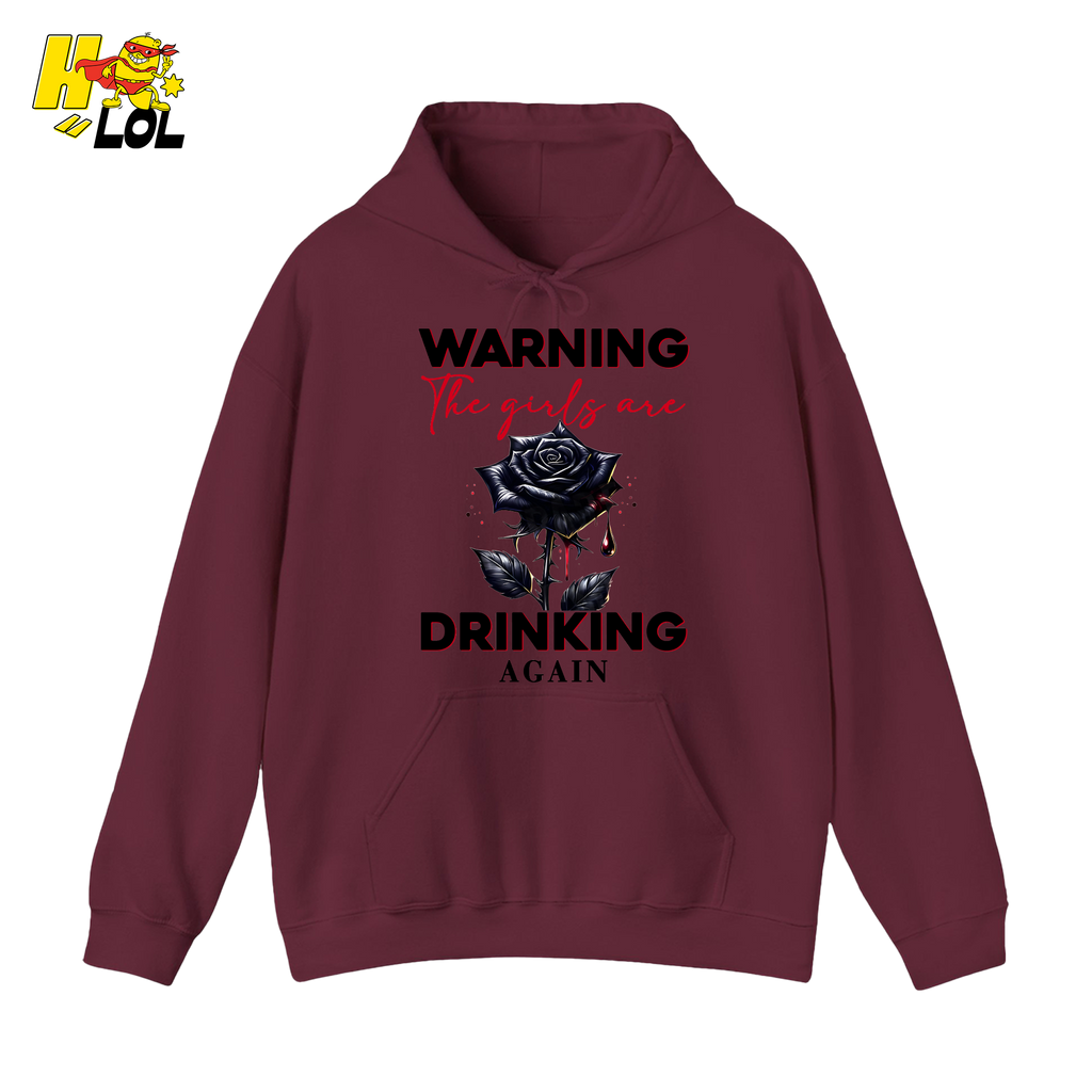 Anti Valentine Warning Girls Drinking Hoodie Gift for Single - HQLOL
