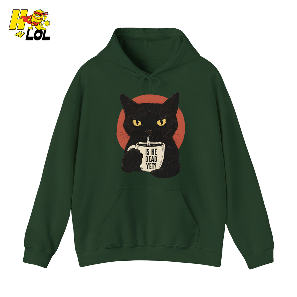 Black Cat Sarcastic Coffee Hoodie Gift For Cat Lovers - HQLOL