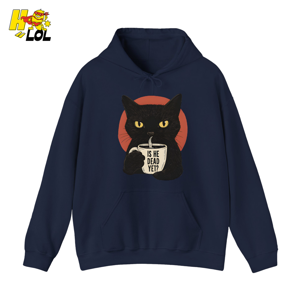 Black Cat Sarcastic Coffee Hoodie Gift For Cat Lovers - HQLOL