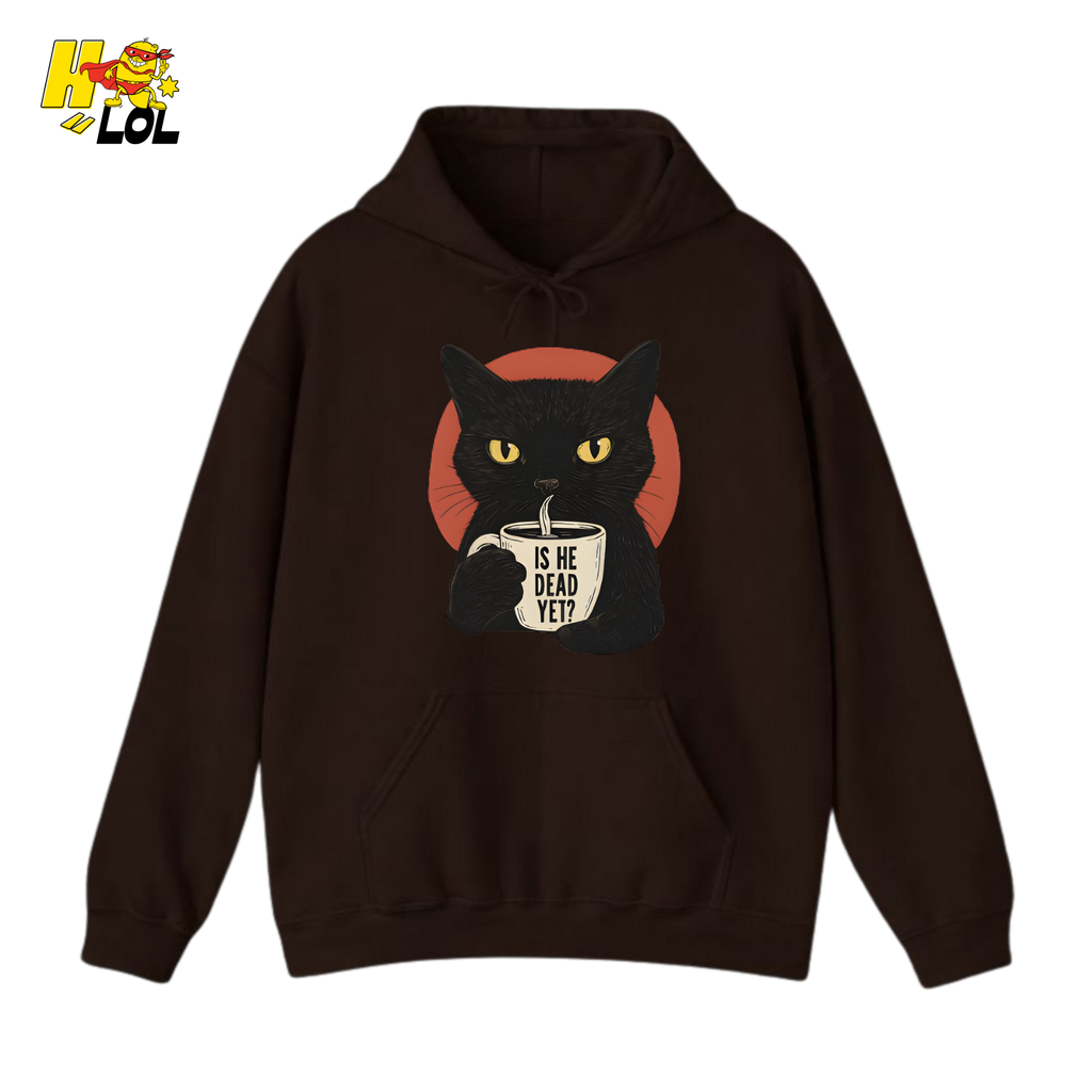 Black Cat Sarcastic Coffee Hoodie Gift For Cat Lovers - HQLOL