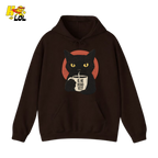 Black Cat Sarcastic Coffee Hoodie Gift For Cat Lovers - HQLOL