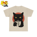 Black Cat Sarcastic Coffee T Shirt Gift For Cat Lovers - HQLOL