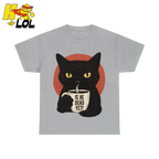 Black Cat Sarcastic Coffee T Shirt Gift For Cat Lovers - HQLOL