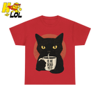 Black Cat Sarcastic Coffee T Shirt Gift For Cat Lovers - HQLOL