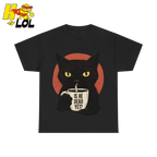 Black Cat Sarcastic Coffee T Shirt Gift For Cat Lovers - HQLOL
