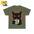 Black Cat Sarcastic Coffee T Shirt Gift For Cat Lovers - HQLOL