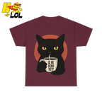 Black Cat Sarcastic Coffee T Shirt Gift For Cat Lovers - HQLOL