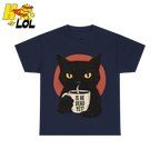 Black Cat Sarcastic Coffee T Shirt Gift For Cat Lovers - HQLOL