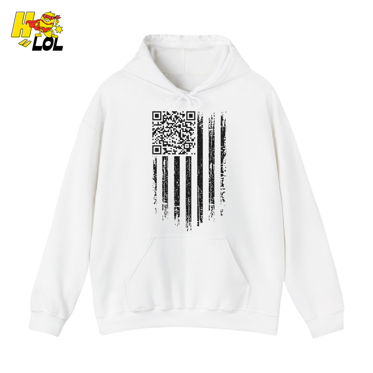 Distressed American Flag QR Code Hoodie Gift for Patriots - HQLOL