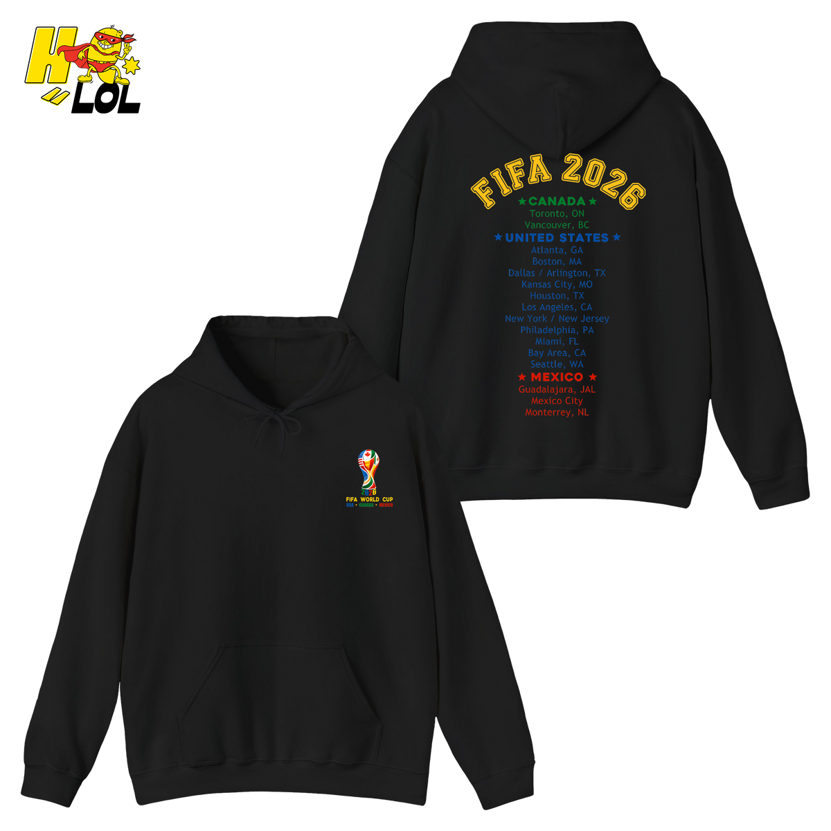 FIFA World Cup 2026 United States Canada Mexico Hoodie Gift for Soccer Fans - HQLOL