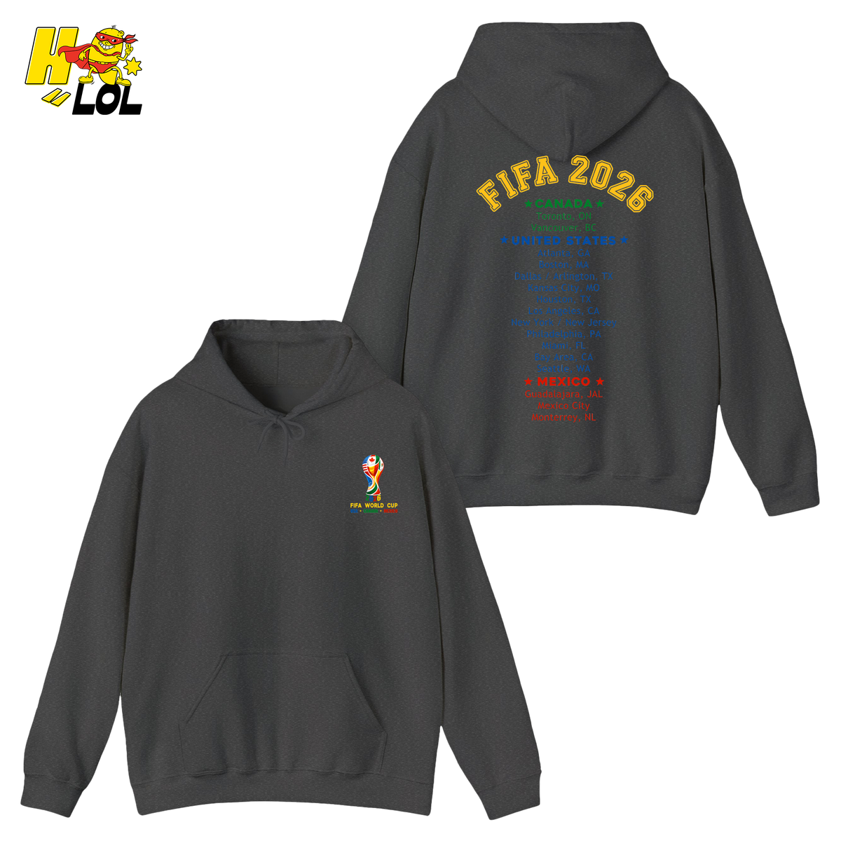 FIFA World Cup 2026 United States Canada Mexico Hoodie Gift for Soccer Fans - HQLOL