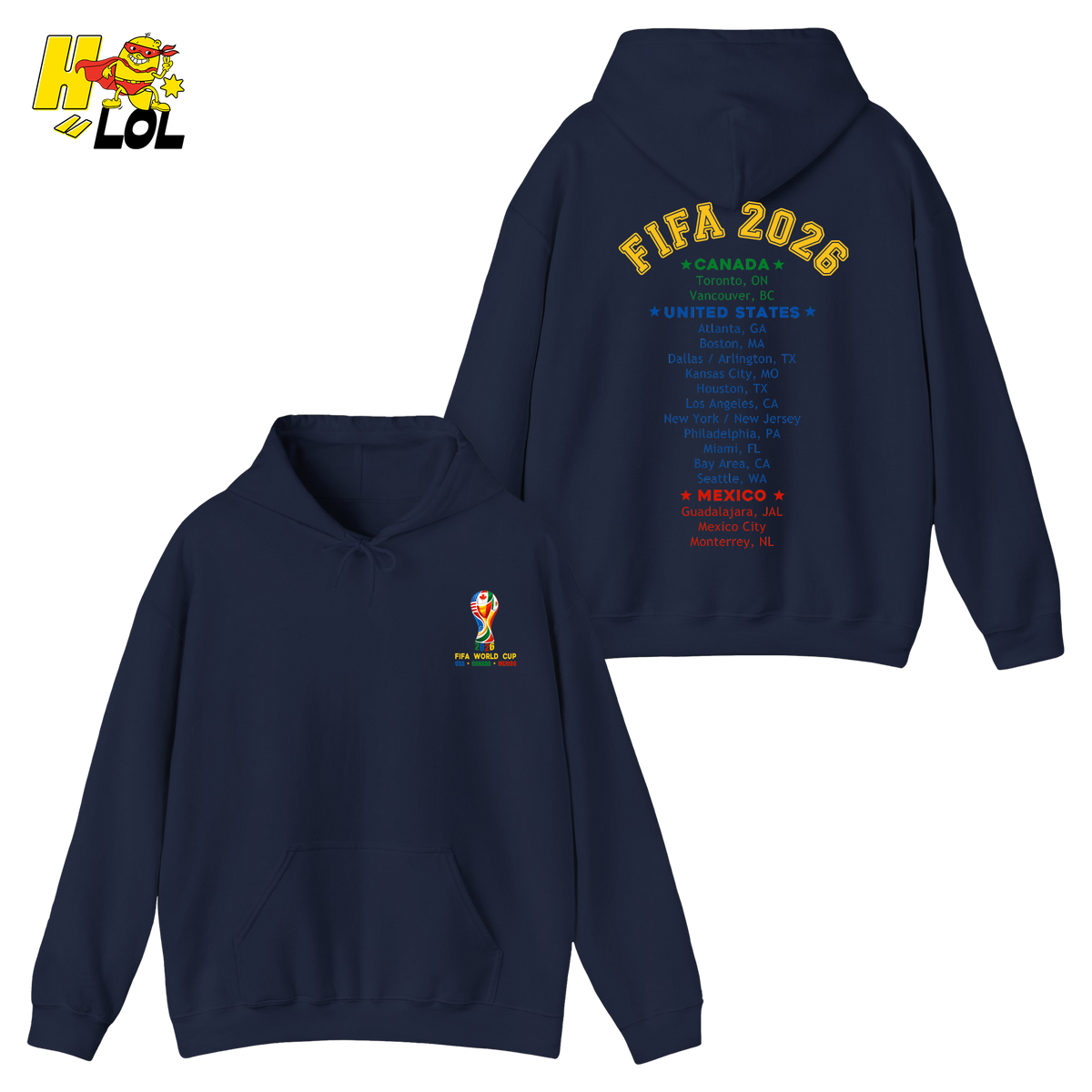 FIFA World Cup 2026 United States Canada Mexico Hoodie Gift for Soccer Fans - HQLOL