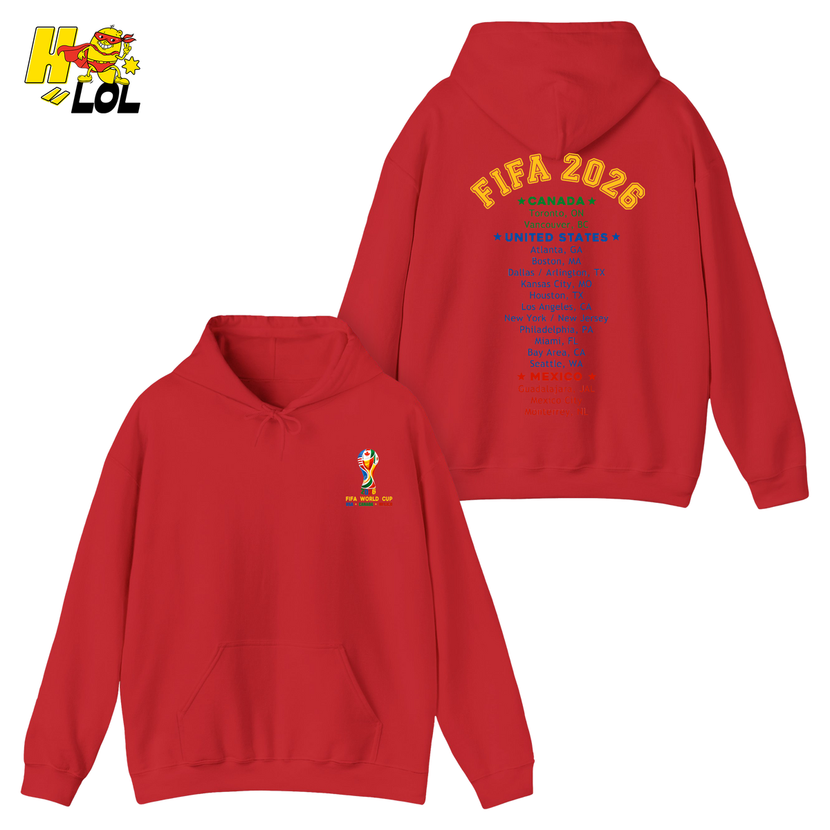 FIFA World Cup 2026 United States Canada Mexico Hoodie Gift for Soccer Fans - HQLOL