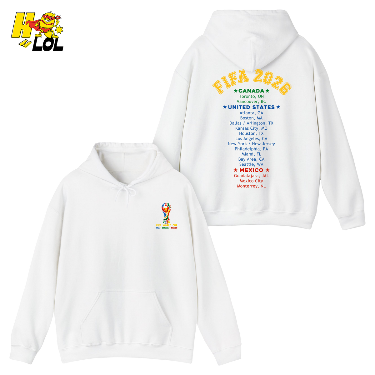 FIFA World Cup 2026 United States Canada Mexico Hoodie Gift for Soccer Fans - HQLOL