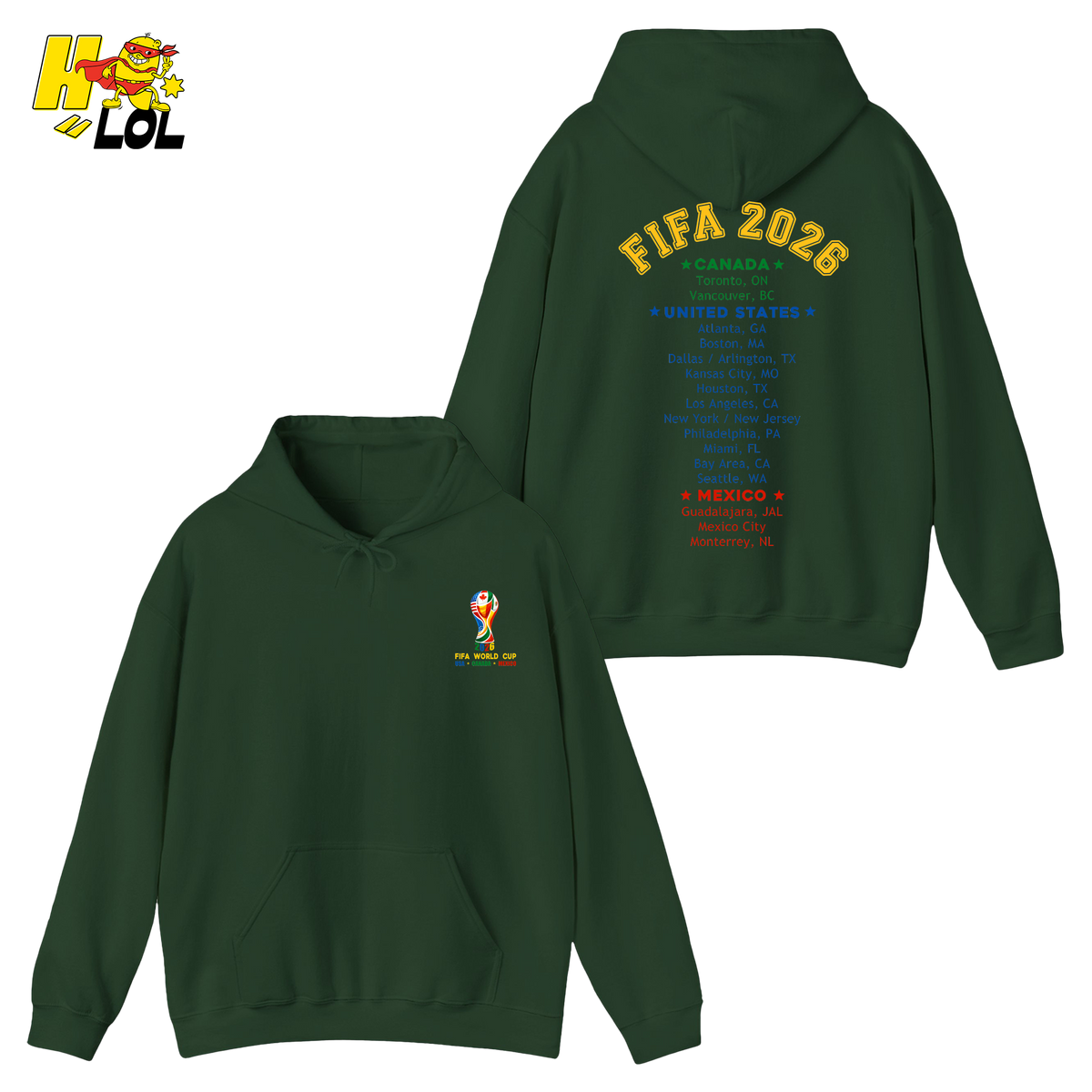 FIFA World Cup 2026 United States Canada Mexico Hoodie Gift for Soccer Fans - HQLOL