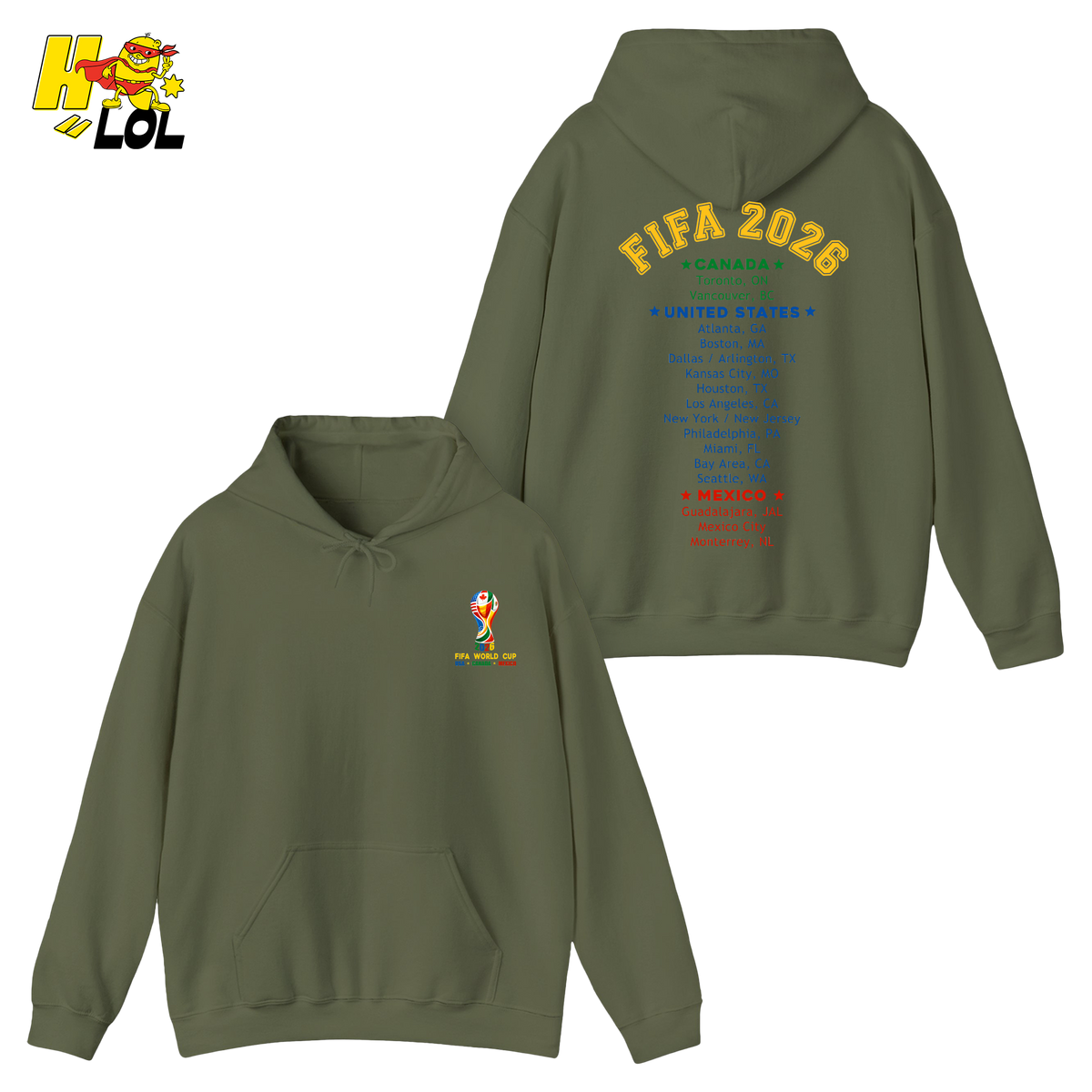 FIFA World Cup 2026 United States Canada Mexico Hoodie Gift for Soccer Fans - HQLOL