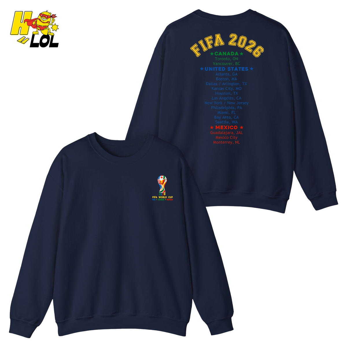 FIFA World Cup 2026 United States Canada Mexico Sweatshirt Gift for Soccer Fans - HQLOL